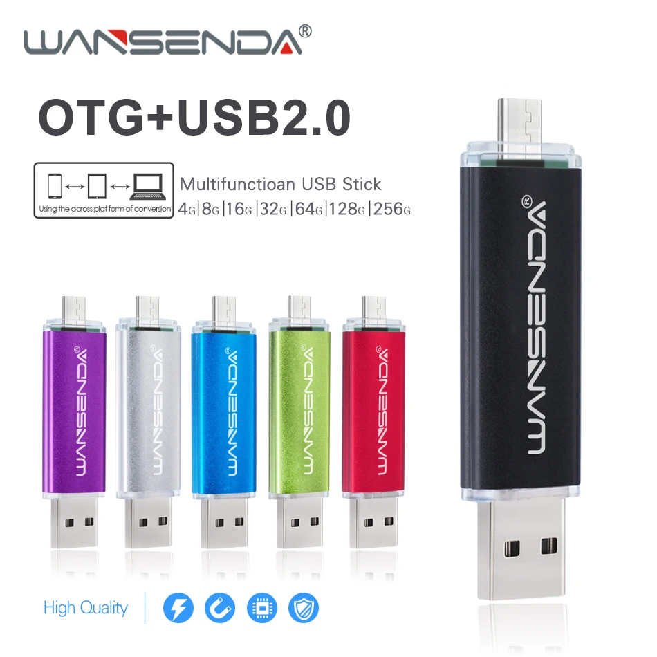 

WANSENDA OTG USB флеш-накопитель, 2,0 ГБ, 256 ГБ, 64 ГБ, 32 ГБ, 16 ГБ, 128 ГБ