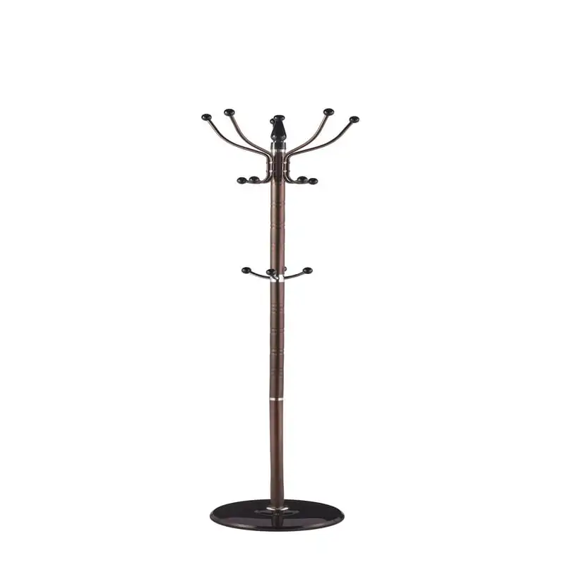 

Fashion Style Bedroom Furniture 16 Hook Free Standing Coat Rack with Sandstone Base, Brown
