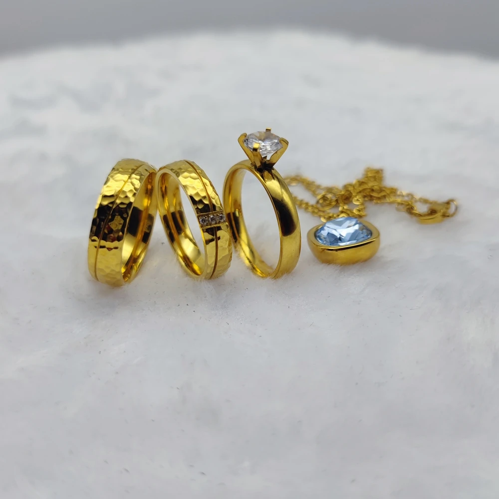 Turkish Style Jewelry Set Wholesaler Wedding Rings Gold 18k Plated Couple Designer Pendant Engagement Lovers