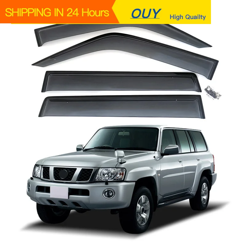 Фото Дефлекторы окон OUY для Nissan Patrol Safari Y61, защита от дождя и ветра №1