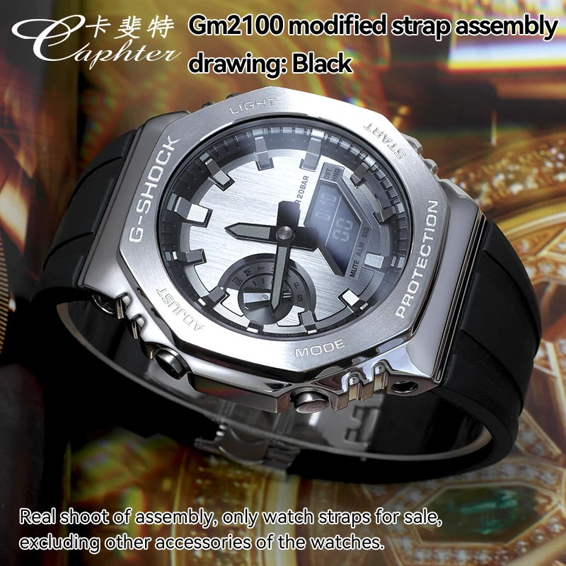 Casioak MOD Kit Compatible Fluororubber Strap Modified Watchband For Casio G-SHOCK GM2100 GM-2100B Watch Accessories With Tool