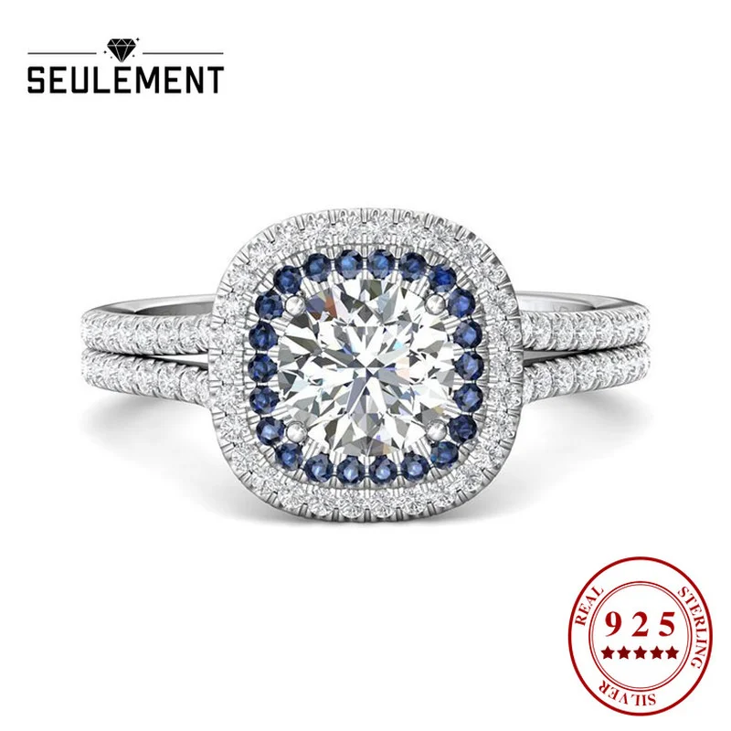 

Seulement 2 Carat D Color Moissanite Ring for Women Square Women's 925 Silver Gold Plated Jewelry Wedding Rings for Couples