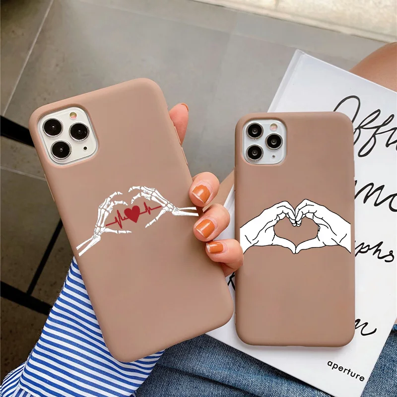 

Love Hand Bones Simple Phone Cases For iPhone X XS XR Max 11 12 13 Mini Pro Max 7 8 Plus SE 2020 Soft Silicone Back Cover Fundas
