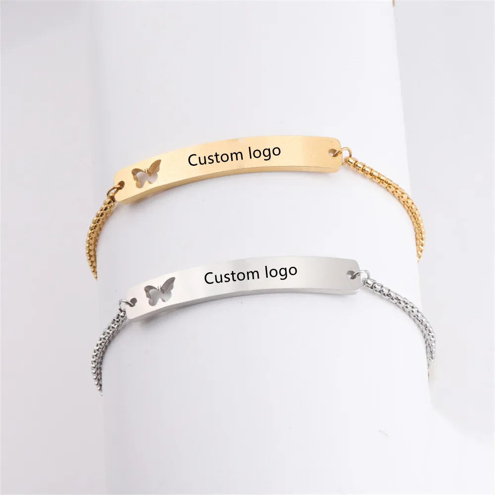 

Memento Custom Butterfly Bracelet Personality Stainless Steel Long Hollow Bracelets Jewelry For Women Show Your Charm Best Gift