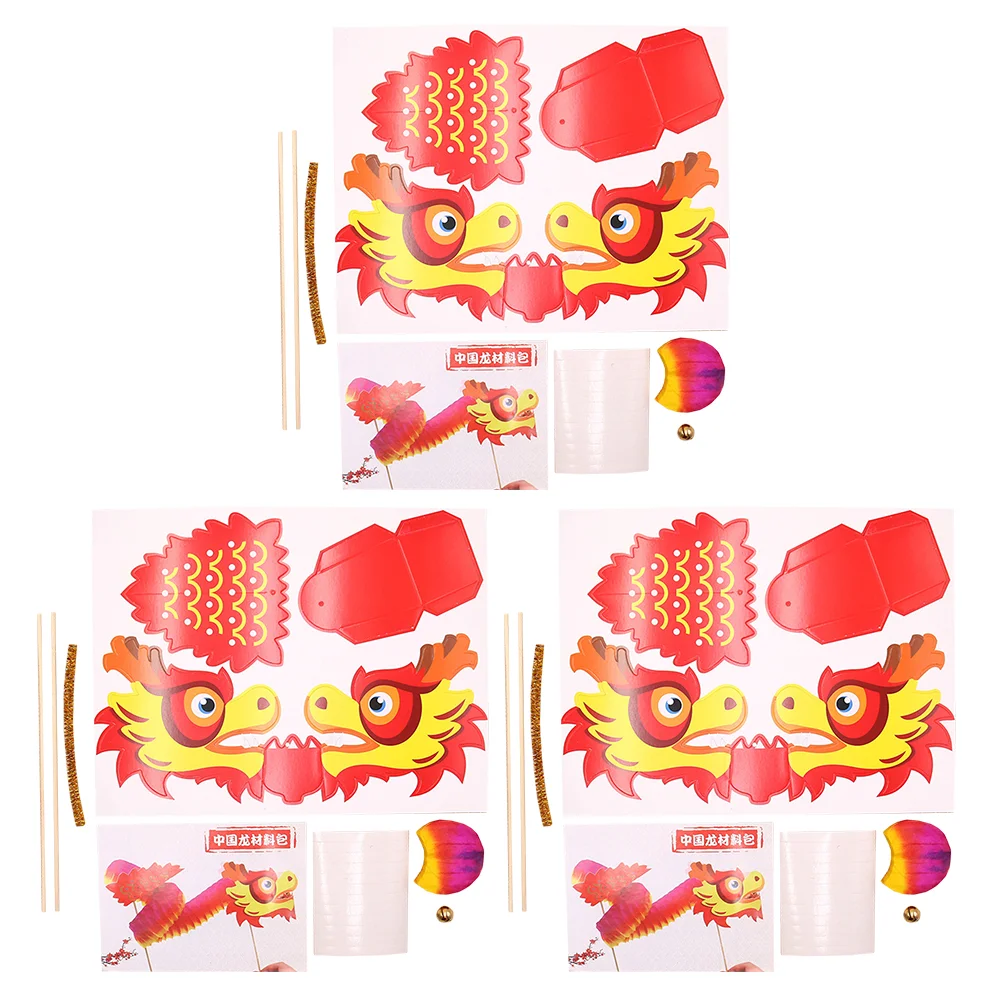 

3 Sets DIY Paper Dragon Decor Assembly Chinese New Year Paper Dragon Decor