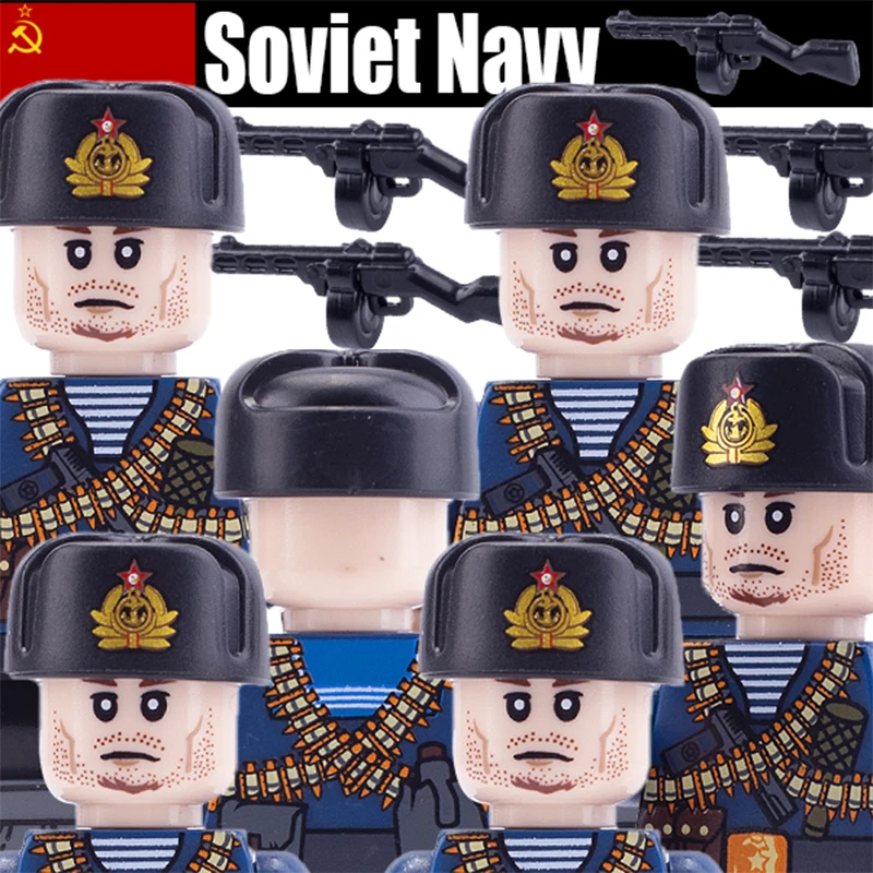 

Конструктор Военный советский ВМС, набор строительных блоков WW2, оружие фпш, армейские фигурки войск, игрушки для мальчиков, подарок