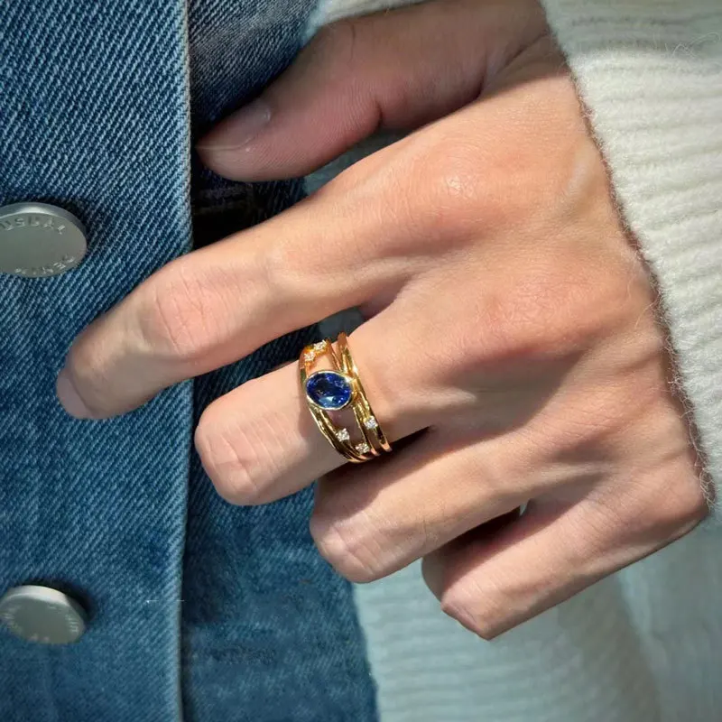 Французское Золотое Открытое кольцо в стиле ретро женское нишевой дизайн