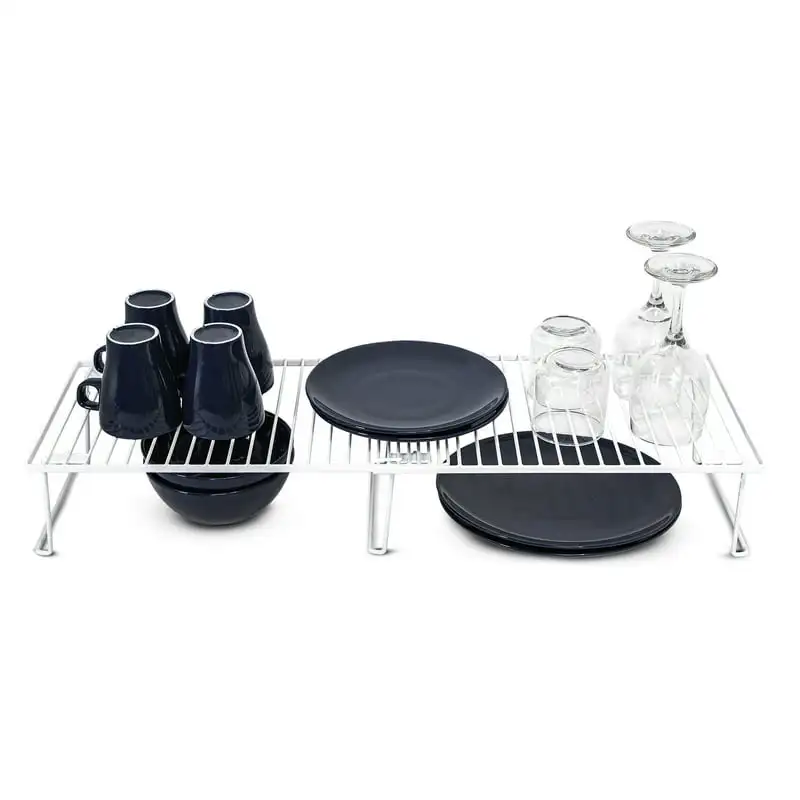 

Metal Kitchen Pantry Organization Wire Shelf Expands from 19.35-32 inches, White Silicone pot holder Lid holder kitchen Rice sco