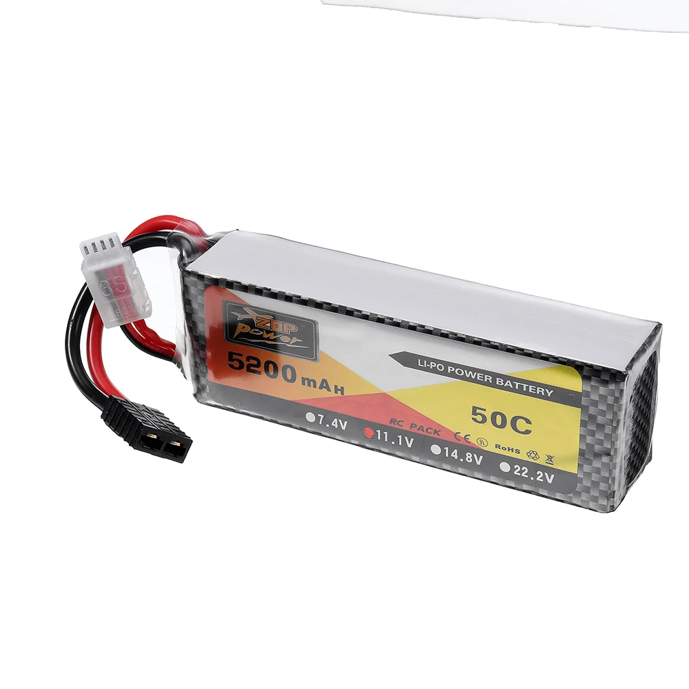

ZOP Power 11.1V 5200mah 50C 3S Lipo Battery TRX Plug for Wltoys 1/8 RC Car Replacement Backup Battery
