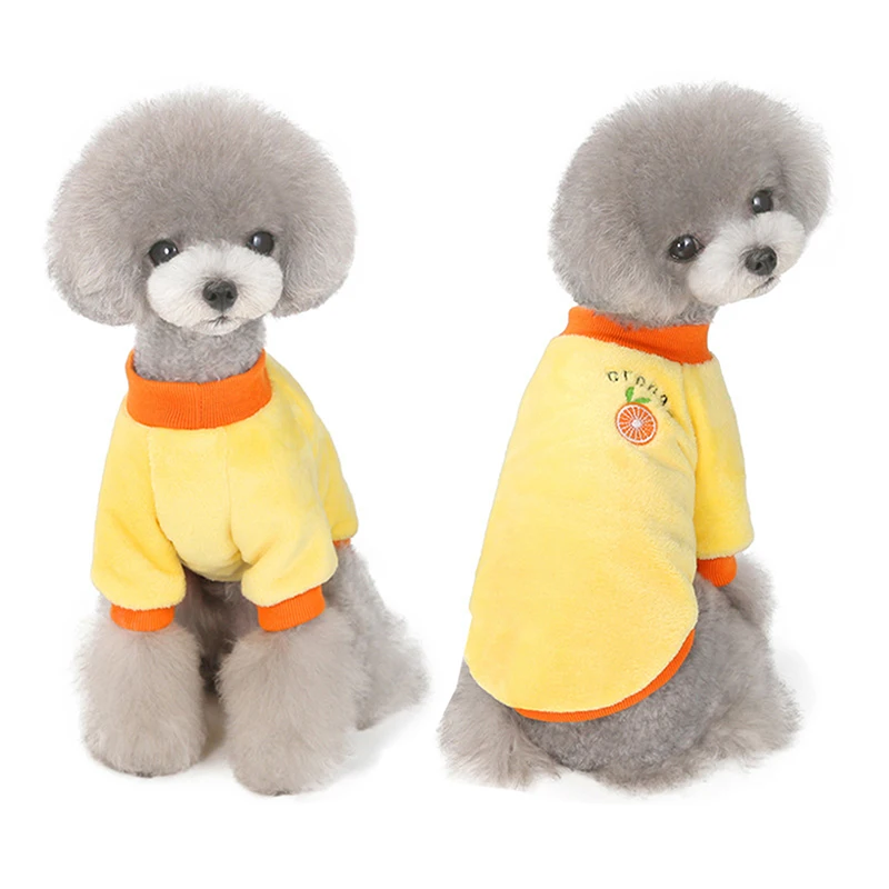 Warm Fleece Pet Clothes Cute Fruit Print Coat Small Medium Dog Cat Shirt Jacket Teddy French Bulldog Chihuahua Winter Outfit