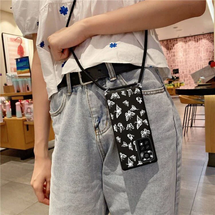 z silikonową smyczą do Xiaomi Redmi Note 11 Globalny pasek na szyję Pokrowiec sznurek Pro 5G 11S