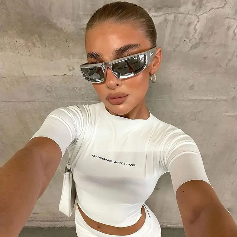 

Y2K Cycling Sports Steampunk Sunglasses Women Punk Goggle Brand Designer Sun Glasses Men Silver Mirror Shades Fashion Eyewear