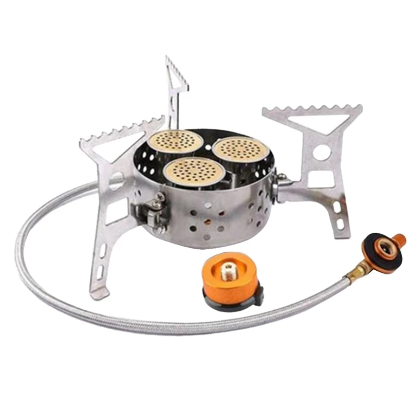 

Portable Camping Stove Windproof Gas Stove Burner With Conversion Head Adapter 9000W