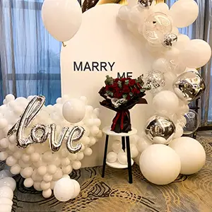 136 pieces silver transparent metal silver love Balloon Set Engagement Wedding Anniversary Celebrati in Pakistan
