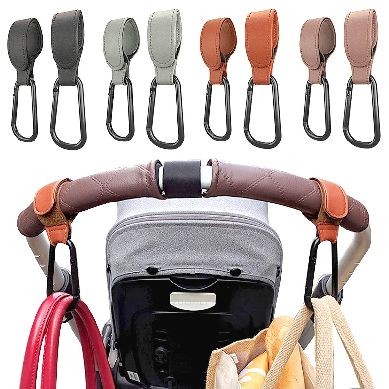 

1/2pcs PU Leather Baby Bag Stroller Hook Pram Rotate 360 Degree Rotatable Velcro Cart Organizer Pram Hook Stroller Accessories