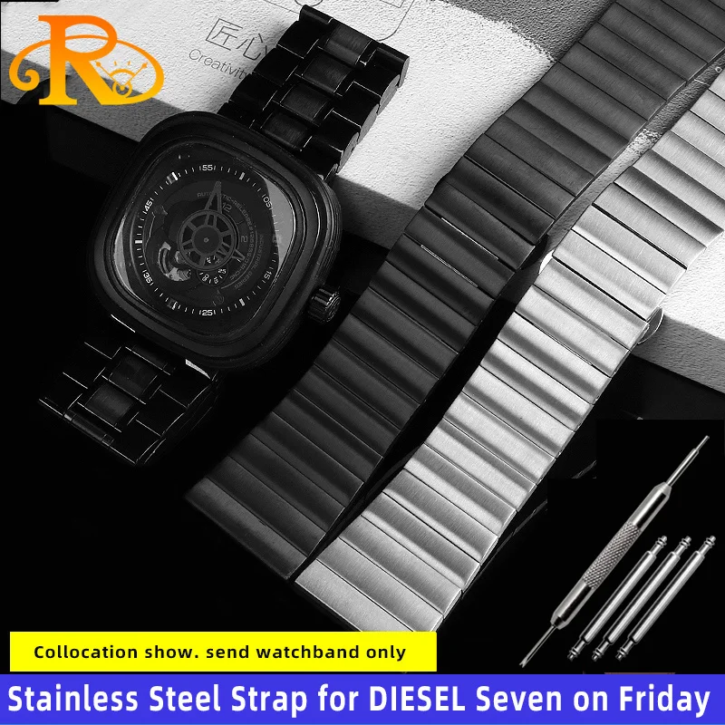 

For Seven on Friday diesel High quality Stainless steel strap 22mm 24mm 26mm 28mm 30mm big dial watch Men's watchband