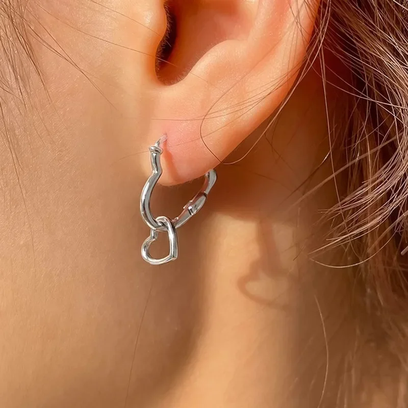 Минималистичные Двойные серьги-кольца в форме сердца для женщин и девушек