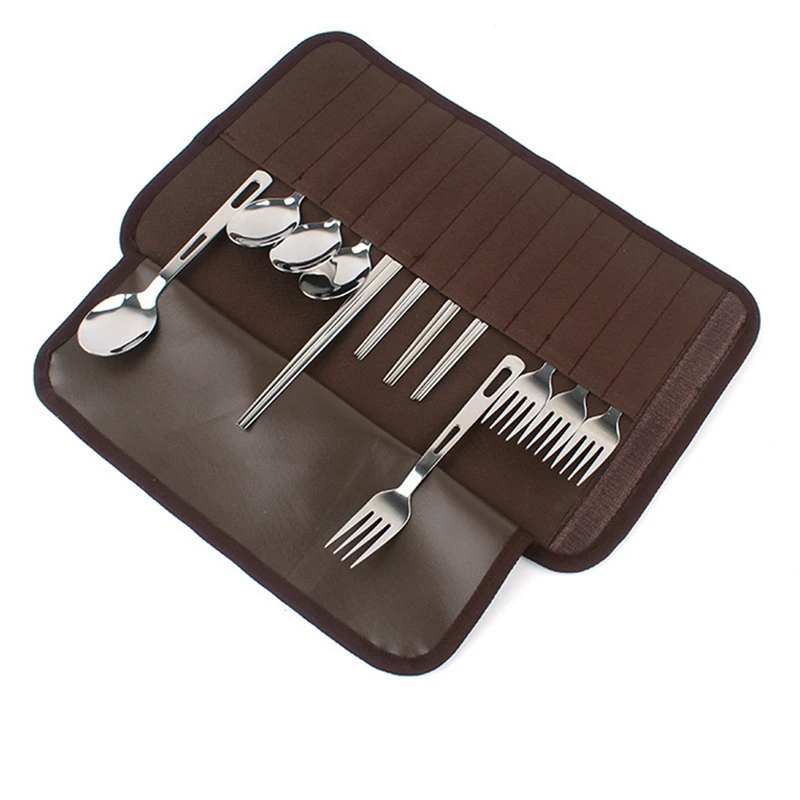 CLS ложка-вилка палочки для еды портативная посуда кемпинга сумка хранения 4