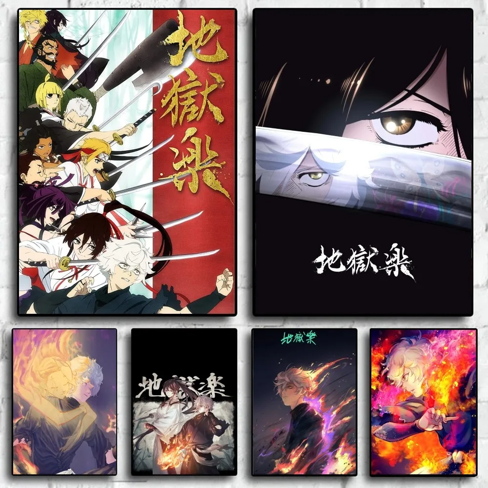 Jigokuraku аниме плакат наклейки современный стиль различные размеры бумажный