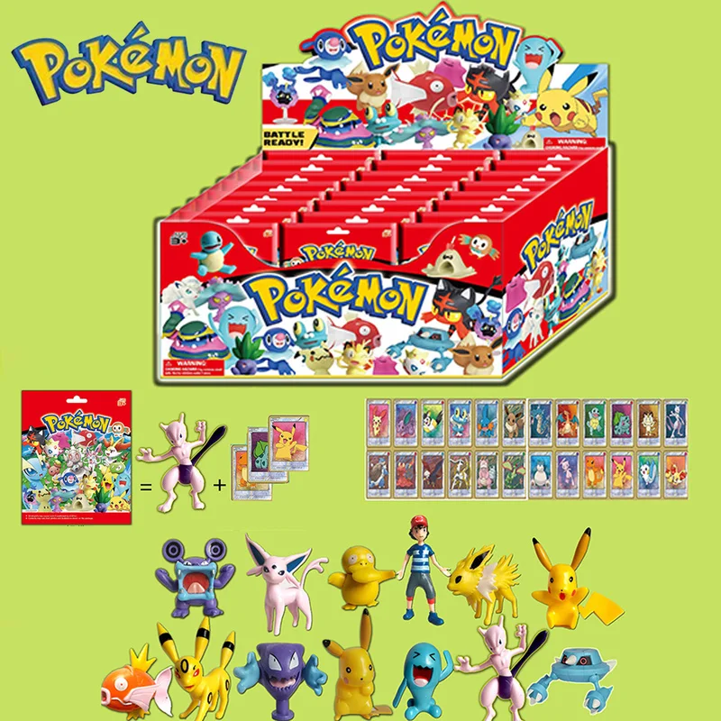 

16-24pcs/box Pokémon Pikachu Blind Box Toy Action Figure Model Doll Mystery Box Anime Charizard Play Cards Psyduck Toys Gift