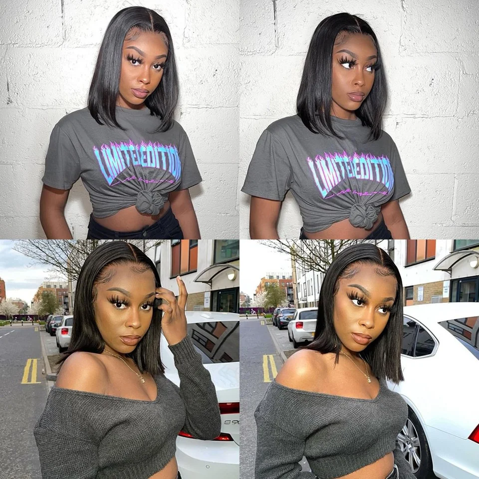 Парик Ishine парик из человеческих волос фронтальный на сетке 13 × 4 парики боб