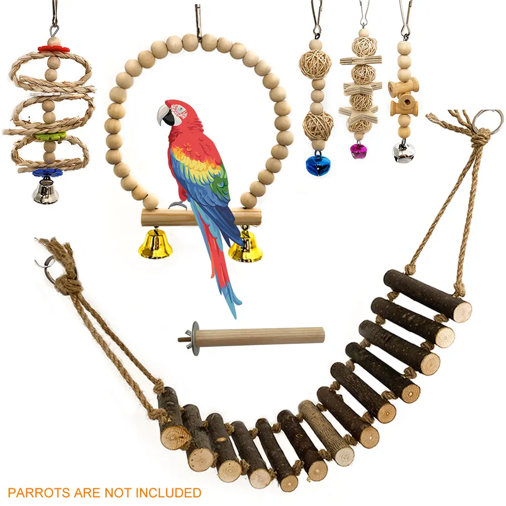 7 шт. легкая установка аксессуары для птичьей клетки набор игрушек из