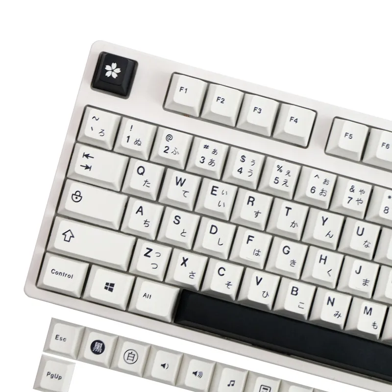 Minimalist White Black Style PBT keycaps For Mechanical keyboard Mx Switch Cherry Profile keycap Japanese keycap Custom GK61