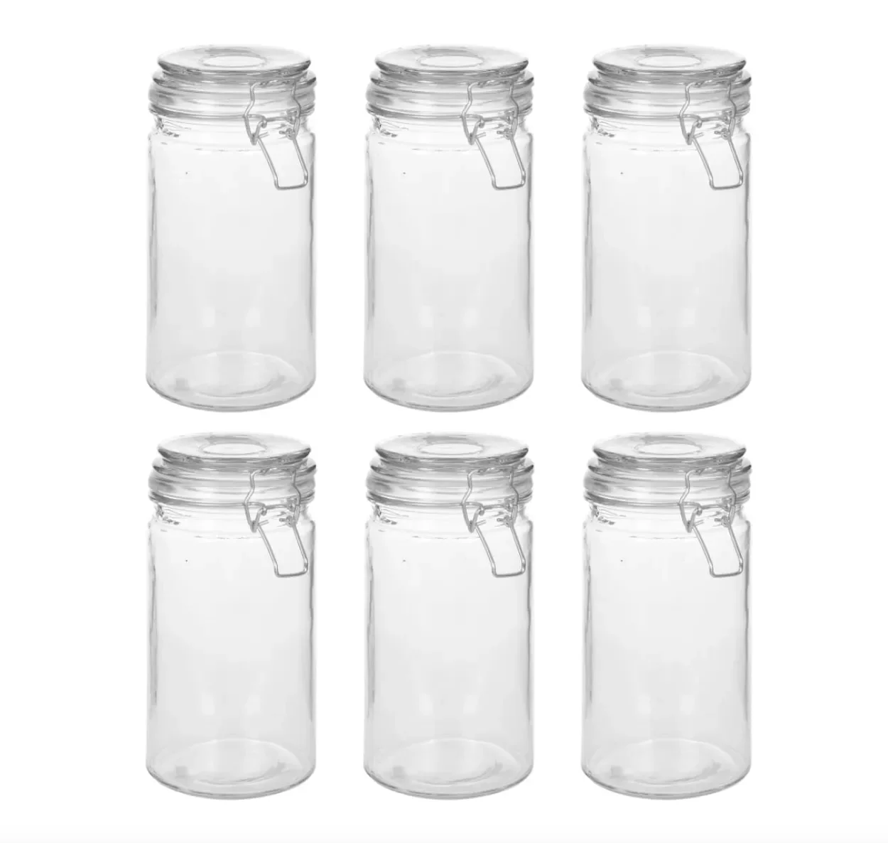 

6 Pcts 1000 ml 6 Pcts Storage Jars with clip Lid Kitchen Jars Glass Jars Kitchen Accessory