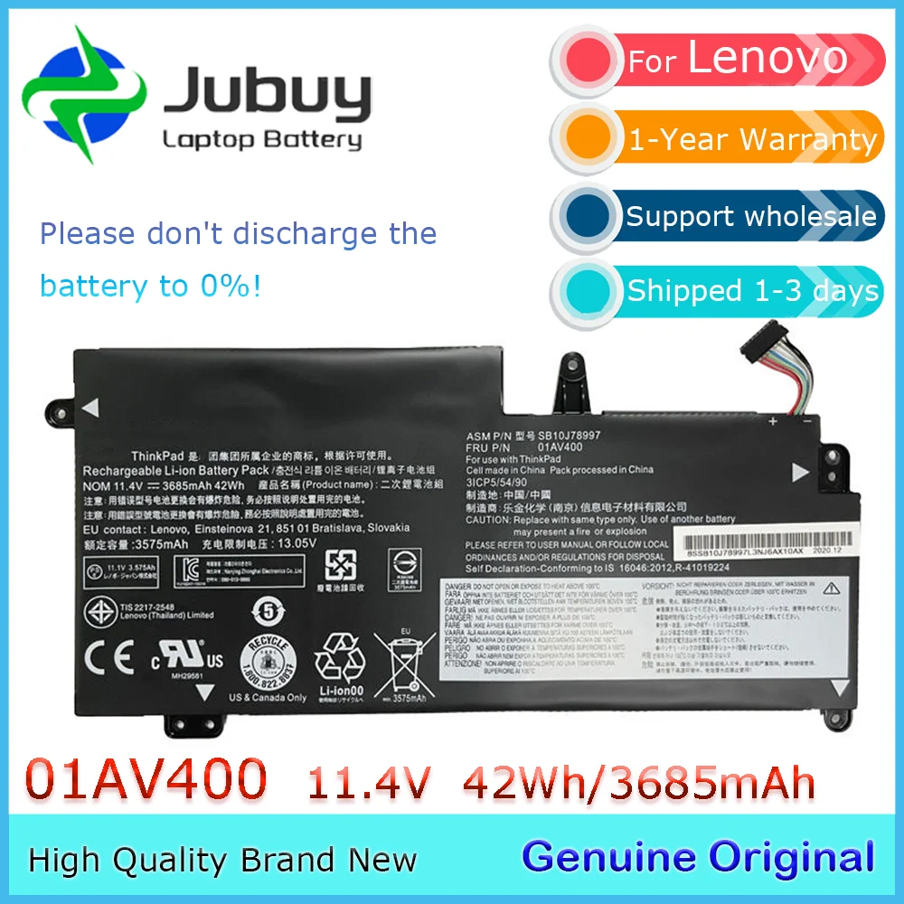 01AV400 Оригинальный аккумулятор для ноутбука 11 4 В 42 Втч Lenovo ThinkPad S2 2018 13 Chromebook 01AV401