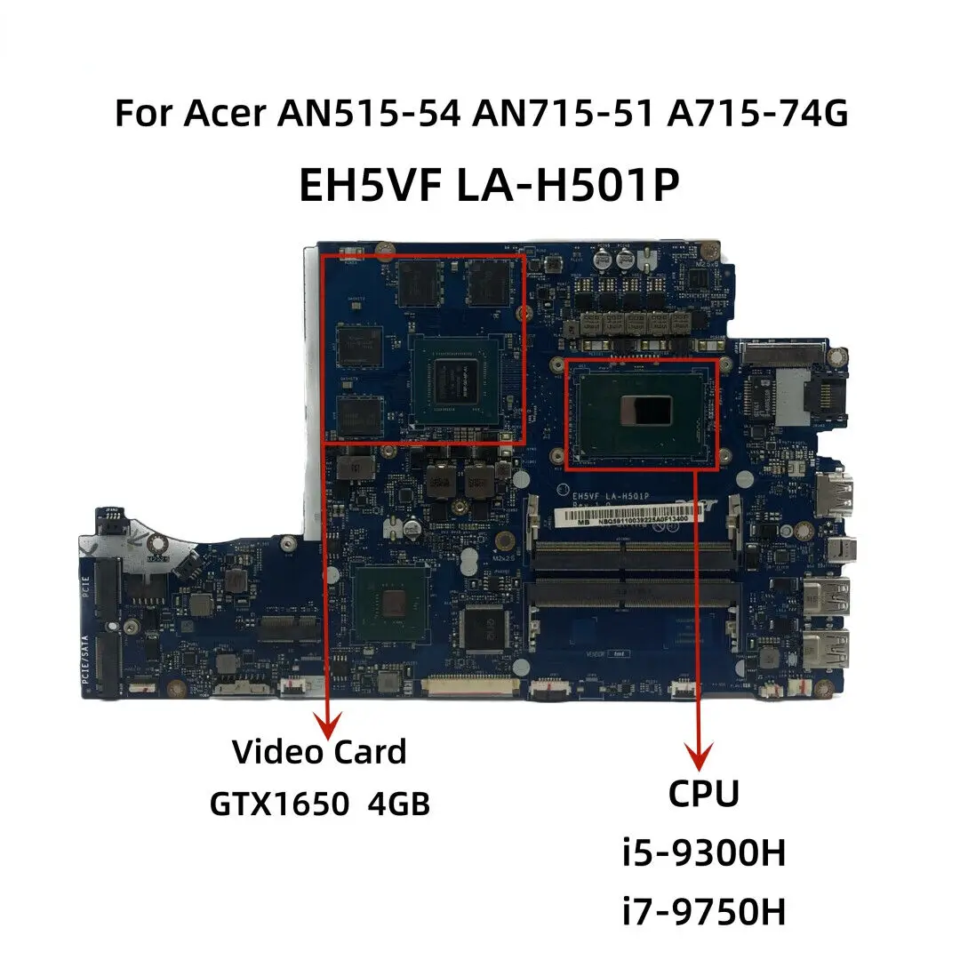 LA-H501P для Acer AN515-54 AN715-51 основная плата i5-9300H i7-9750H процессор GTX1050-