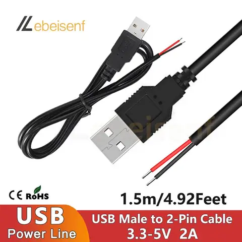 USB кабель питания 1,5 м черный 5В 2А