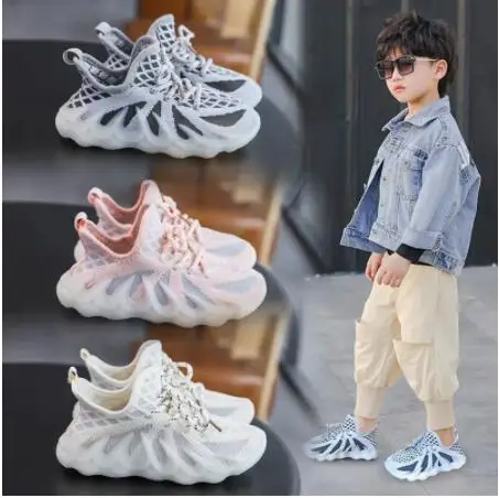 

Детские кроссовки для мальчиков, нескользящая сетчатая обувь, мягкая подошва, среднего и маленького размера