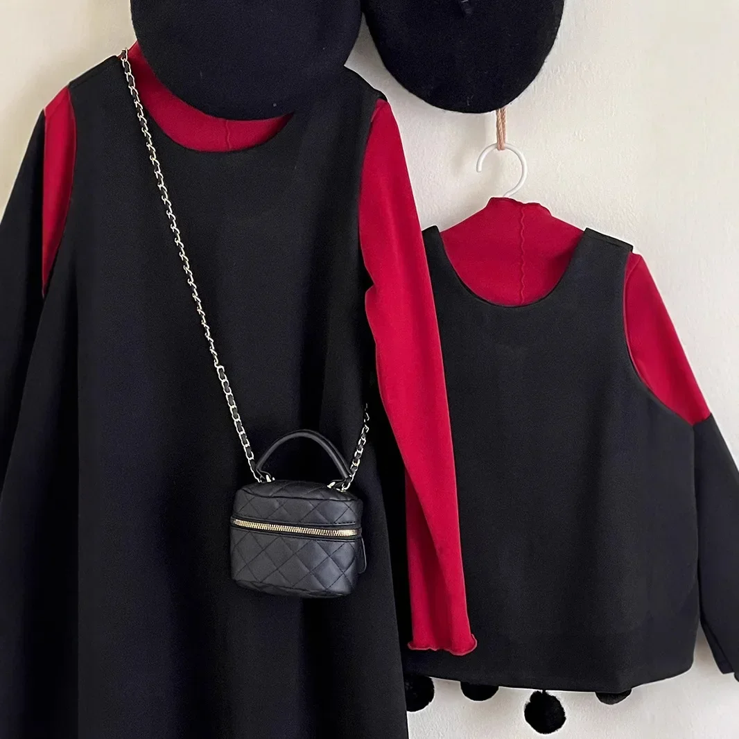 Одинаковая одежда для мамы и дочки зимнее рождественское теплое платье без