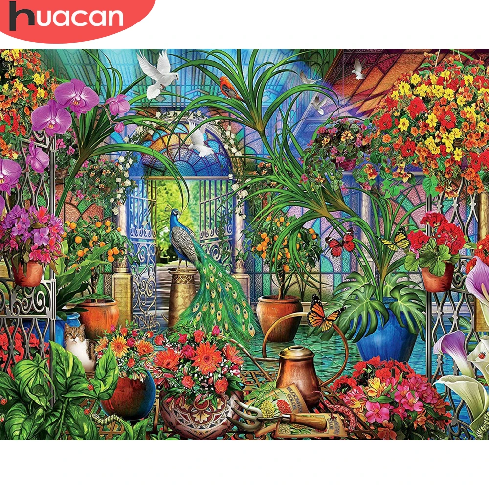 

HUACAN Coloring By Number Peacock Animal Drawing On Canvas HandPainted DIY Oil Painting Flower Home Decoration Art Gift 75x60cm