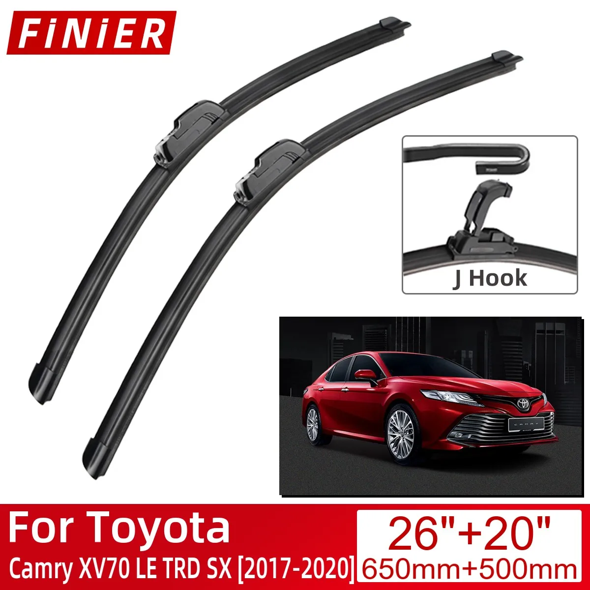 

Автомобильные аксессуары для Toyota Camry XV70 LE TRD SX 2017-2020, щетки стеклоочистителя переднего ветрового стекла, стеклоочистители, U-образные J-образн...