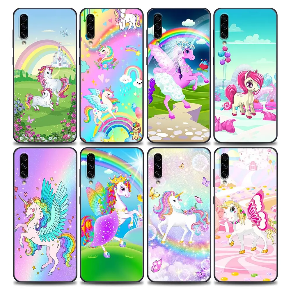 

Cute Cartoon Rainbow Unicorn Animal Case For Samsung Galaxy A50 A70 A30 s A10 A20 A40 A80 A90 A7 A9 2018 Soft Phone Cover Cases