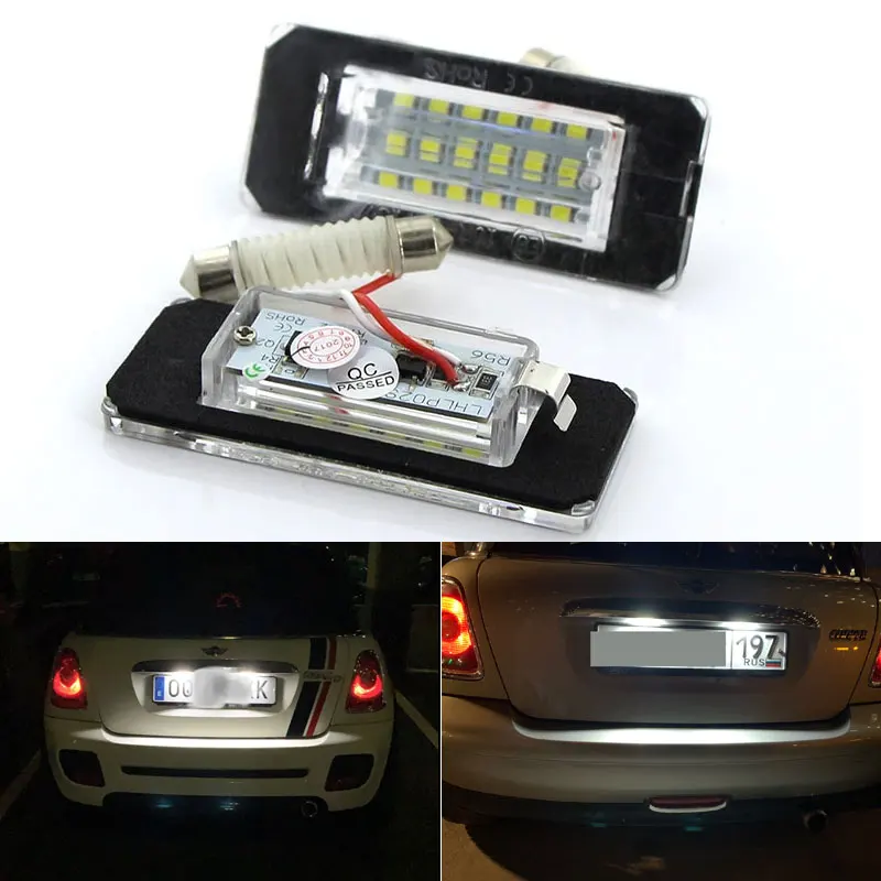 

Автомобильная светодиодная лампа 18SMD для номерного знака, белая, 2 шт. светильник для моделей BMW 2006-2014 MINI Cooper R56 R57 R58 R59 без ошибок