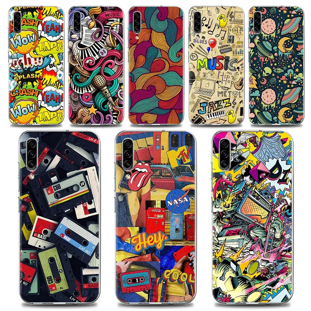 

Luxury Collage Art Clear Phone Case for Samsung A70 A50 A40 A30 A20e A10 A02 Note 20 10 9 8 Plus Lite Ultra 5G Silicone Case