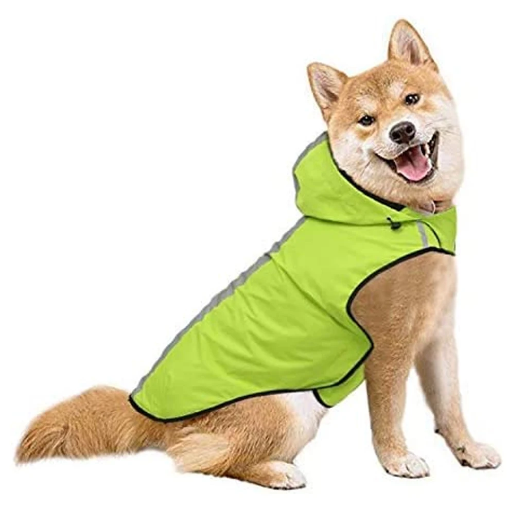 

Raincoat Dog Raincoats Lightweight with Reflective Stripes Safety Hood Poncho Puppy Clothing Protective Clothes