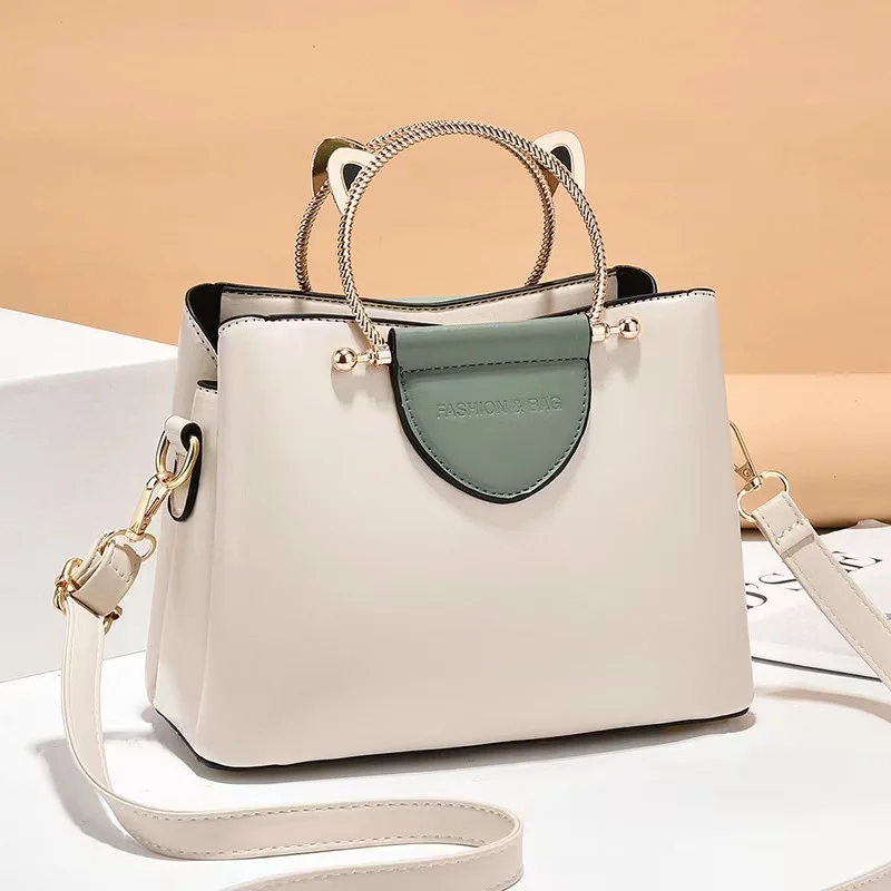 

Women's bag 2023 spring new bucket bag Korean style fashion contrast color shoulder bag commuter handbag