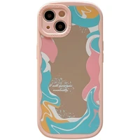 back mirror waving tide frame case for iphone 12 13 pro max back phone cover for 11 pro x xs xr 8 7 plus se 2020 capa
