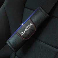 2pcs car styling carbon fiber car seat belt shoulder pads for hyundai elantra pu leather seat belt cover cusion car accessories