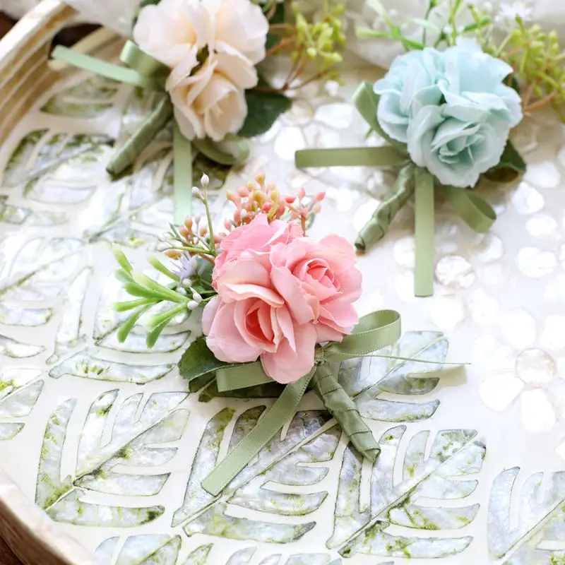 

Men Groomsman Corsage Wedding Corsage Brooch Flowers Marriage Accessories Pins Boutonniere Corsage Wedding Decorations Fashion