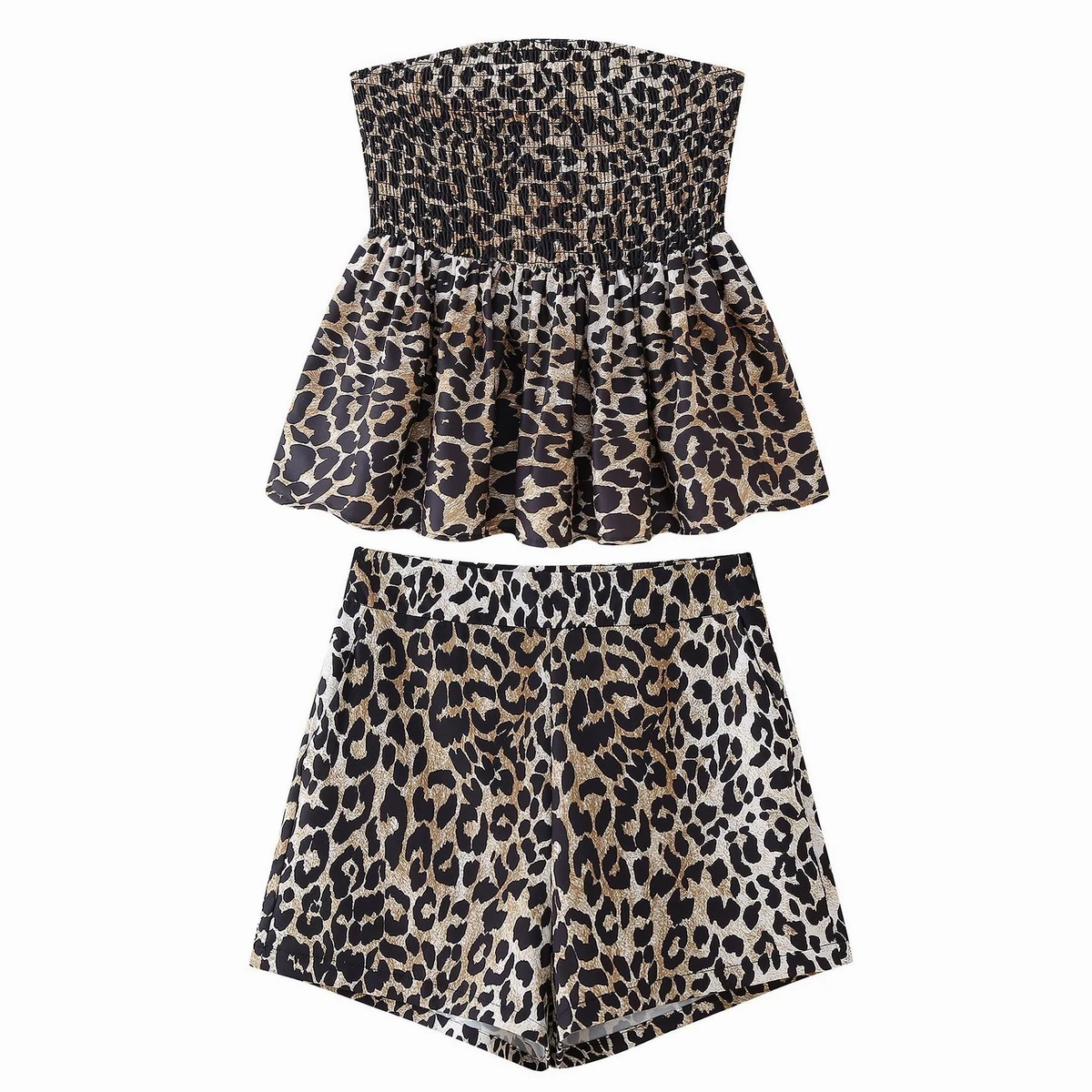 Женский летний комплект одежды рубашка майка и шорты леопардовая одежда для