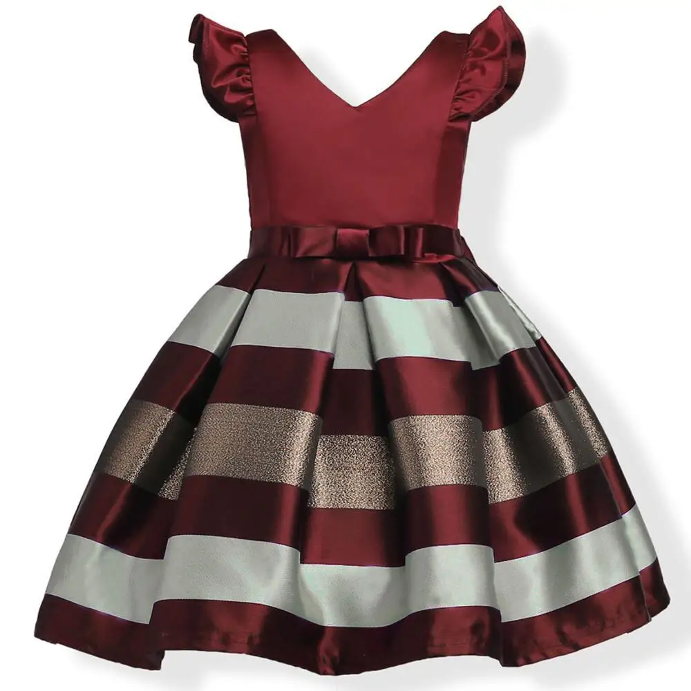 

2022 Summer Kids Dresses For Girls Baby Girl Flutter Clothing Age 2 3 4 5 6 7 8 9 Children Clothes Girl V Neck Dresses