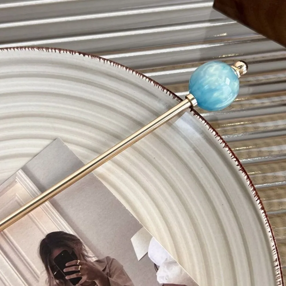 Металлическая шпилька для волос в современном китайском стиле с круглым шариком