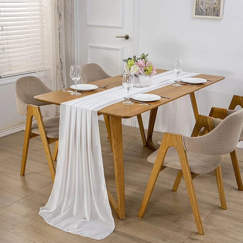 

70*300cm Chiffon Banquet Table Runner Wedding for Party Event Home Decoration Supply Table Cover Runner Tablecloth Accessories