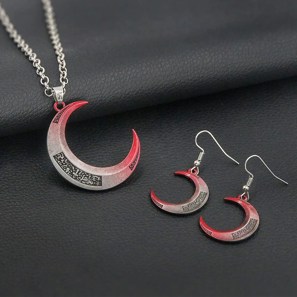 

Movie Moon Necklace Earring Moon Shaped Pendant Marc Cosplay Party Men and Women Jewelry Gift