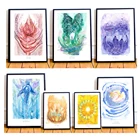 Чакра исцеляющая Художественная печать плакат семь шаркас украшение для дома Йога Медитация акварель Mindfulness холст картины