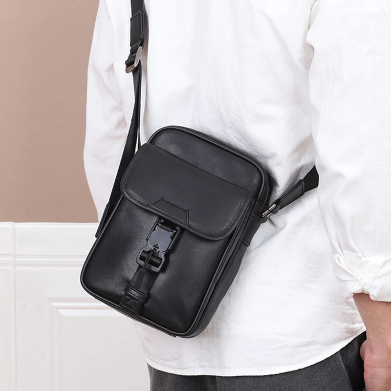 

AETOO New men's shoulder bag leather high-end tide brand vertical leisure bag multifunctional commuting crossbody bag for men